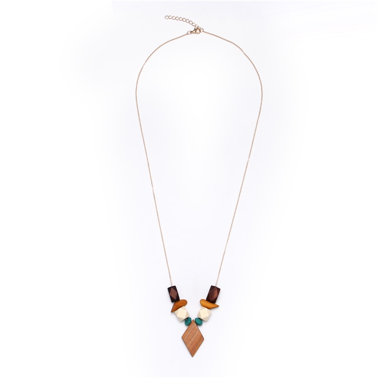 collier bois géométrique polygone