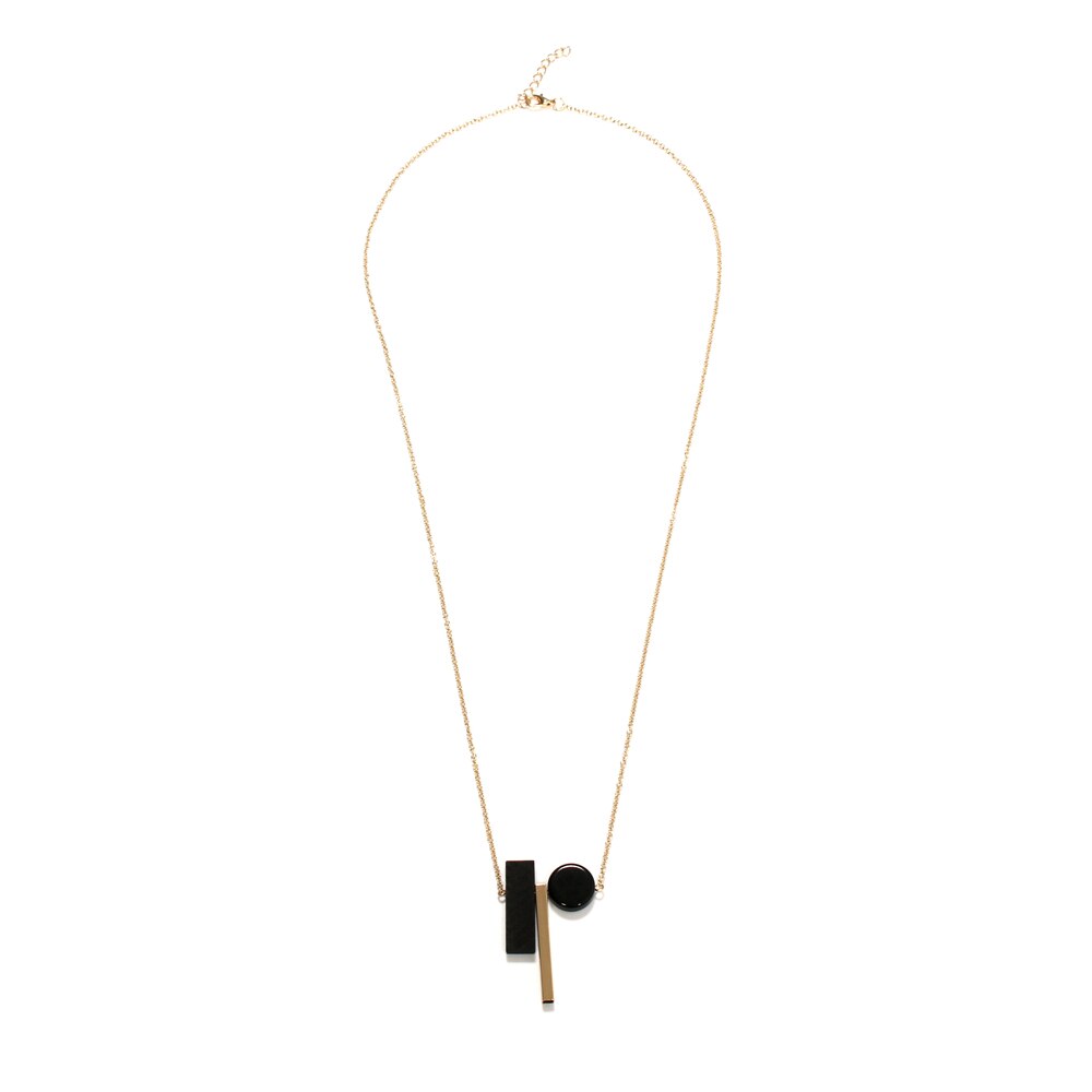 Sautoir bois - Harmonie-rectangulaire-bois-combinaison-pendentif-long-collier