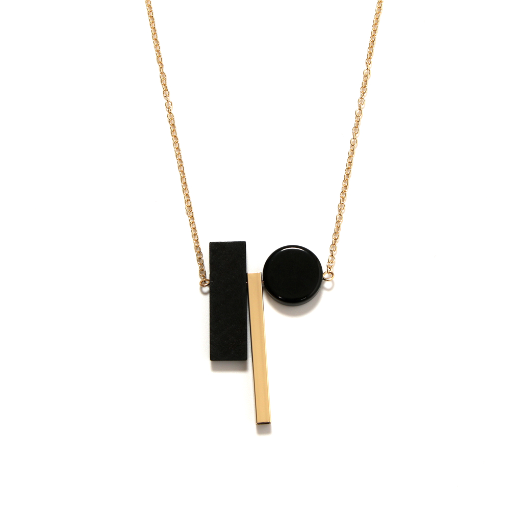 Sautoir bois - Harmonie-rectangulaire-bois-combinaison-pendentif-long-collier