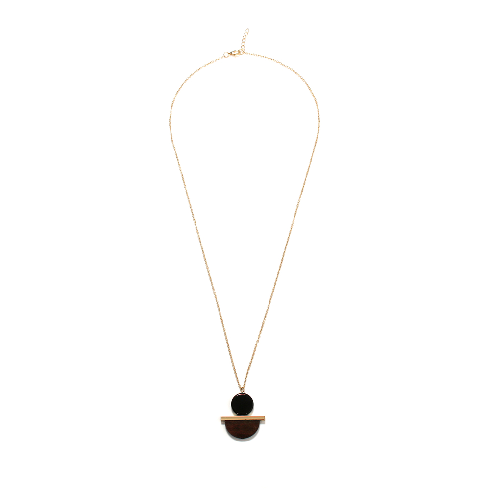 collier smile pendentif-circulaire-bois-Composite-pendentif-Long