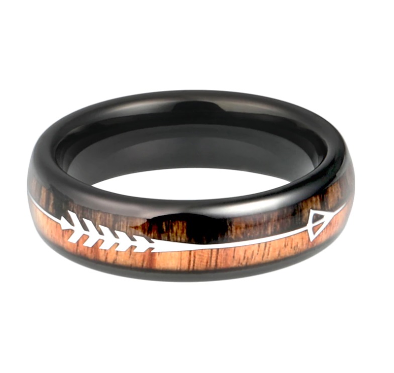 bague tungstene  6 fleche 2 noir