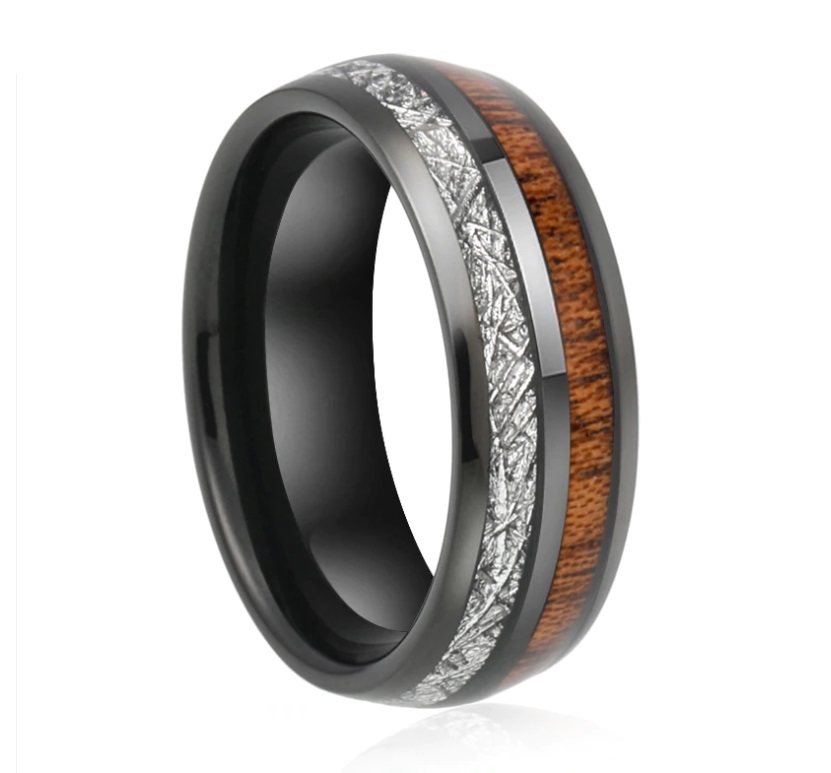 Bague Tungst ne Bois M t orite largeur 6 ou 8 mm