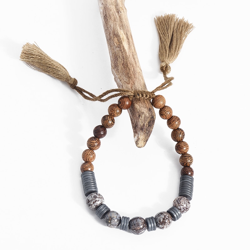 Vintage-pierre-naturelle-bracelets-pour-femme-marron-cotons-glands-Texture-perles-en-bois-bracelets-porte-bonheur