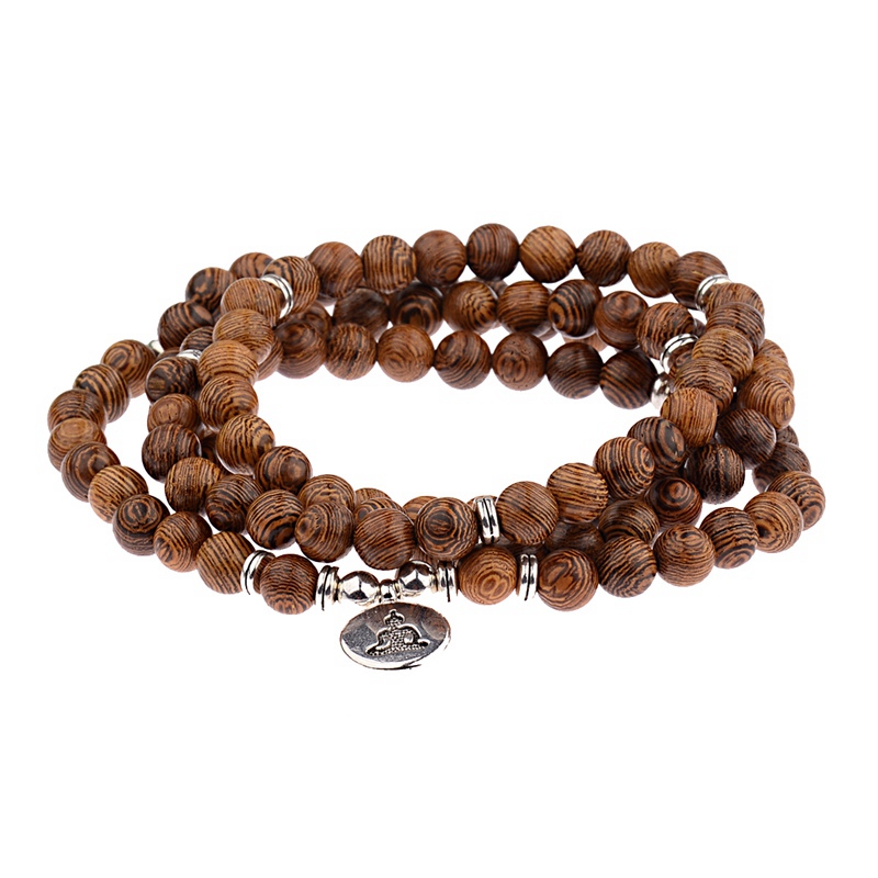 bracelet perles de bois triple tour