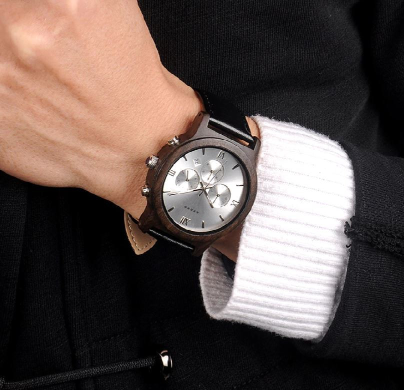 montre bois silver 1
