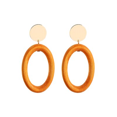 boucles doreilles pendantes en bois et puce métal
