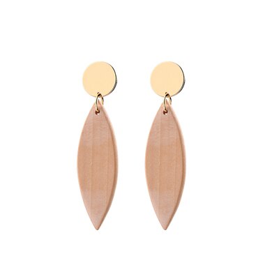 boucles d'oreilles pendantes en bois et puce métal