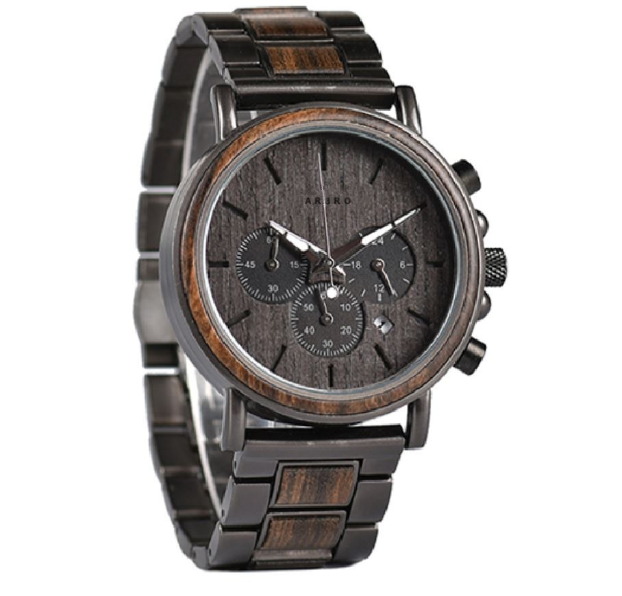 montre bois chronographe Design black