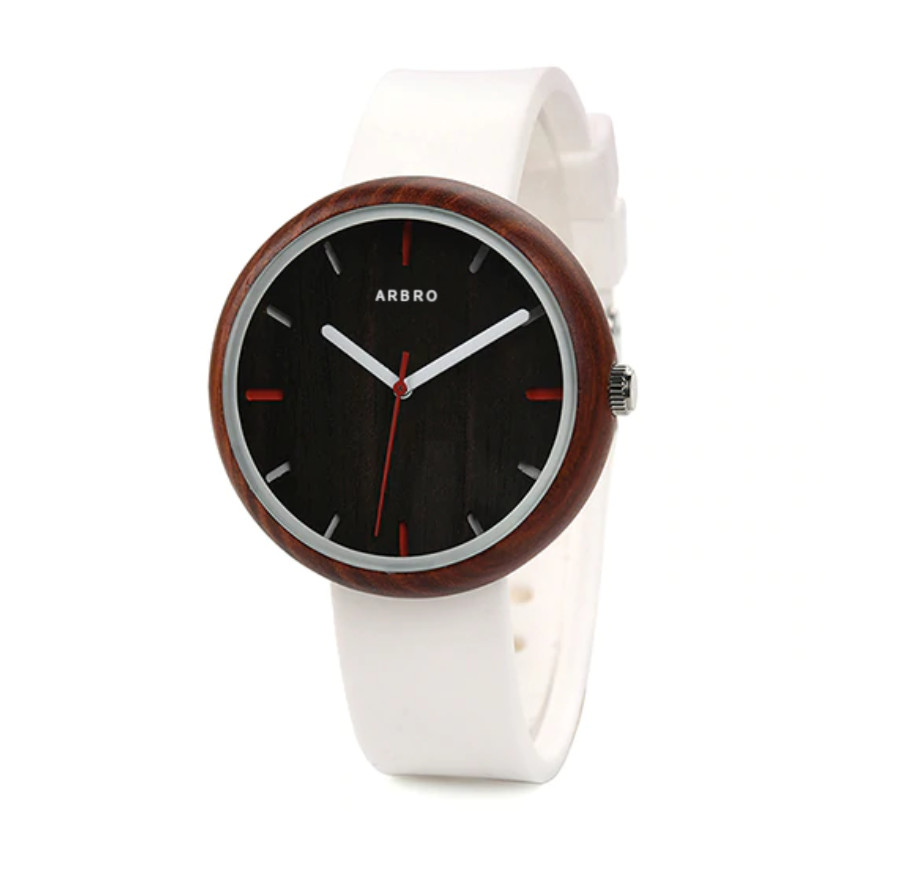 montre bois femme bubble blanc