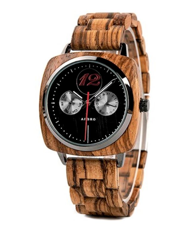montre bois homme square naturel