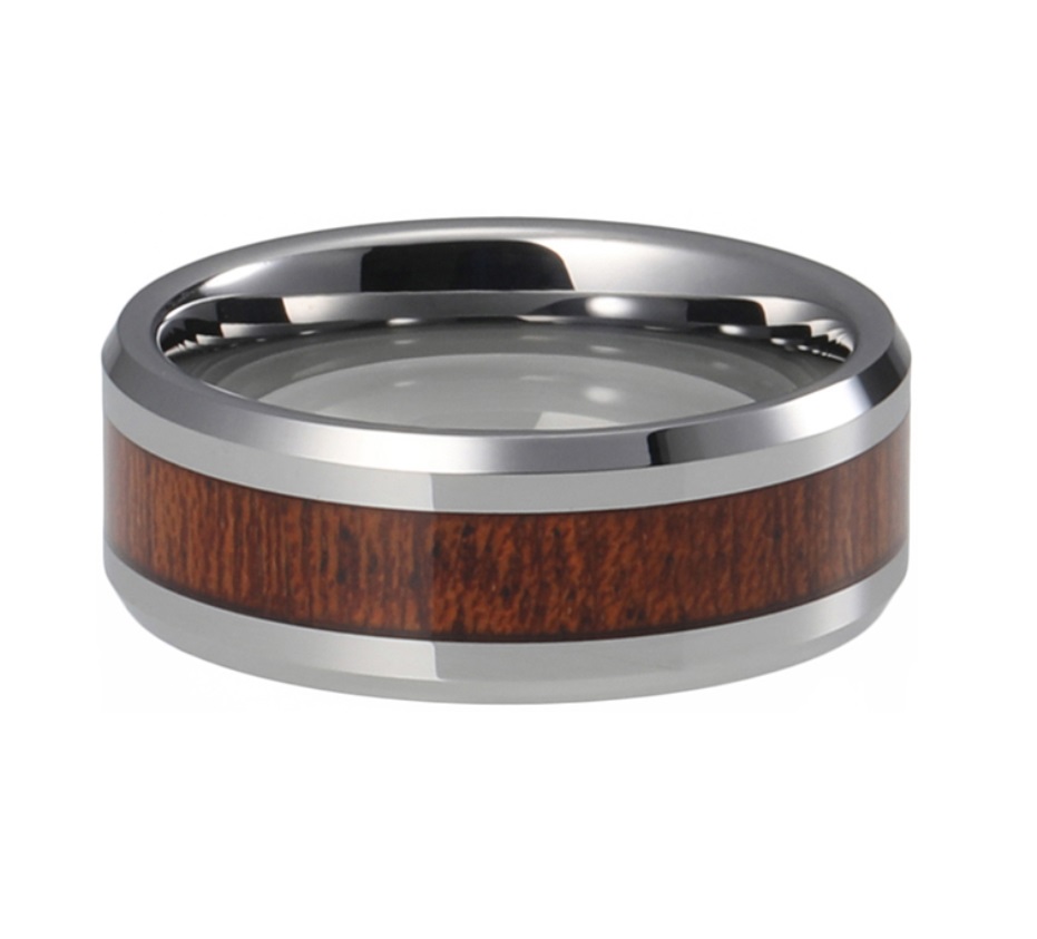 bague en bois et tungstene 8 mm