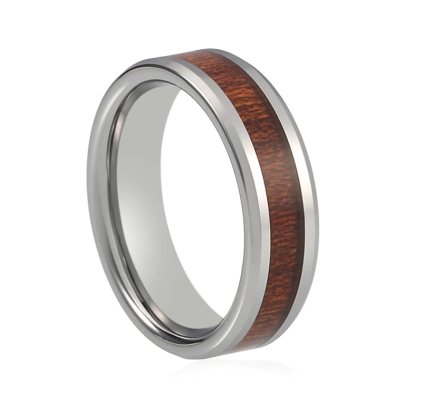 bague en bois et tungstene 6 mm