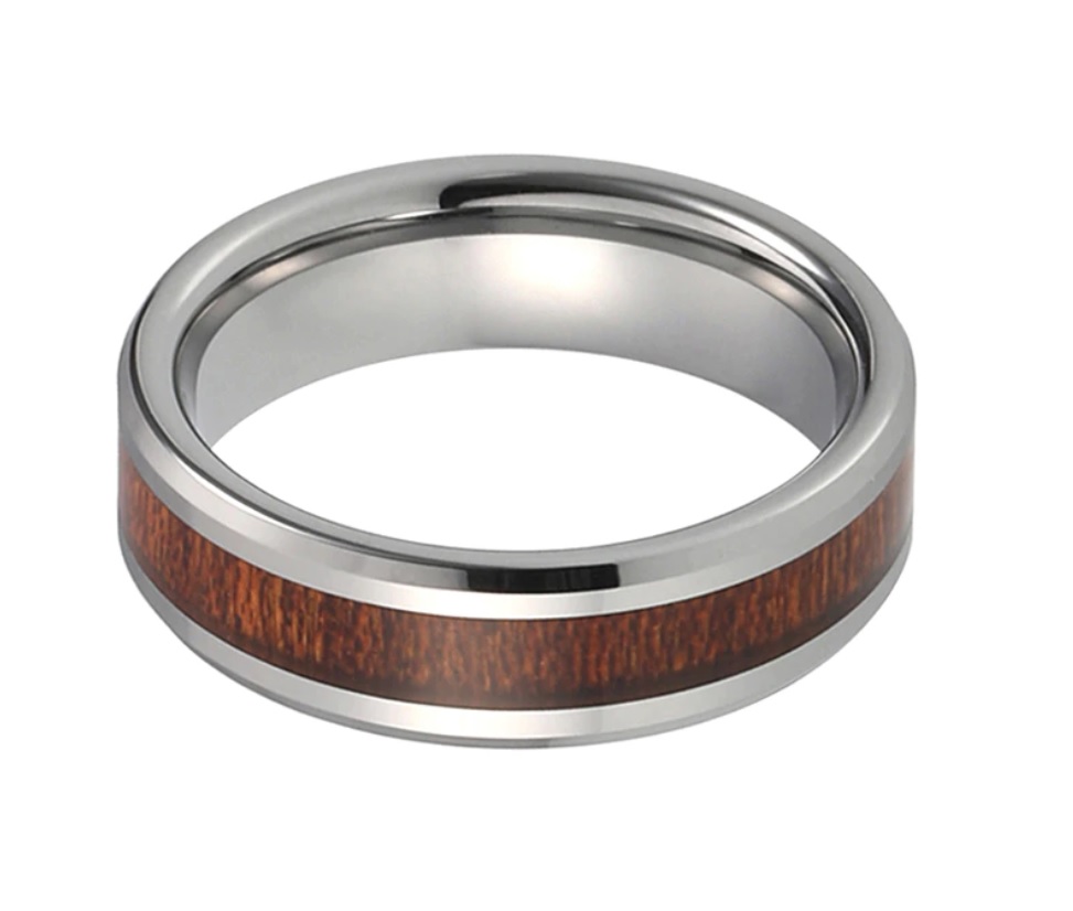 bague en bois et tungstene