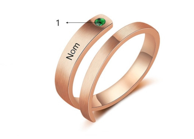 bague personnalisee prenoms pierres spirale 1 prenom or rose