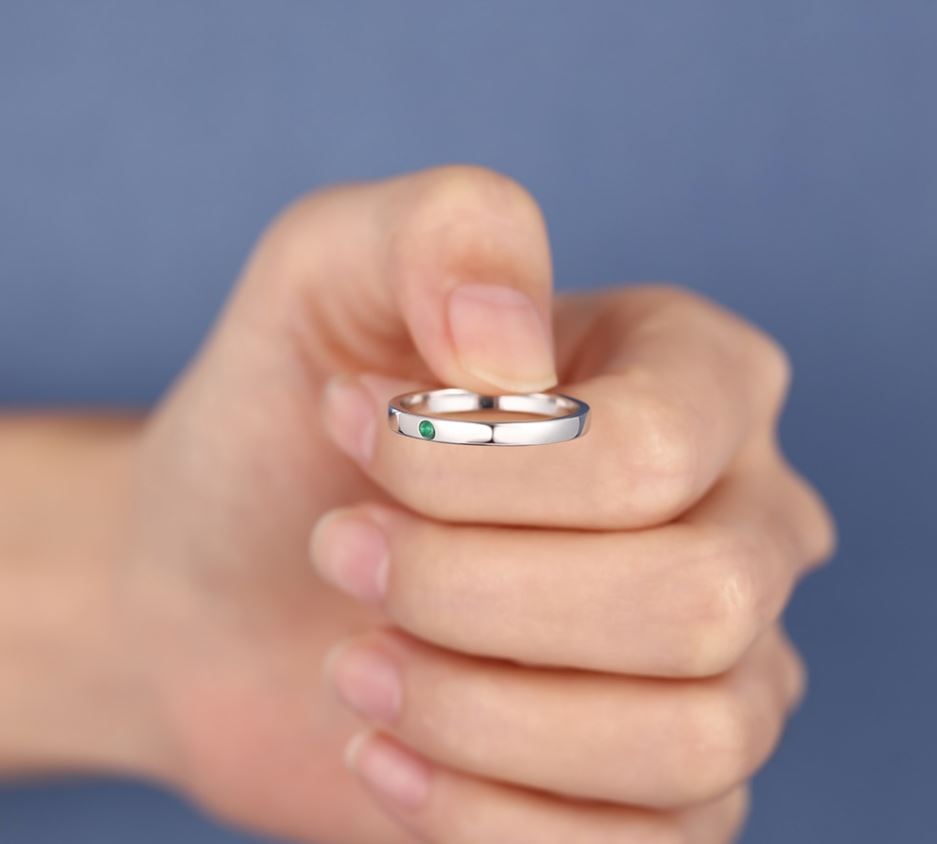 Bague fine personnalisée prénom argent zirconium photo