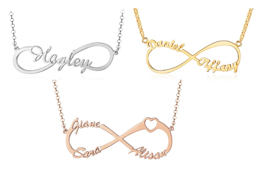 Collier infini prénom personnalisé, 1 à 6 prénoms