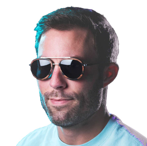 lunettes en bois aviator wood portees