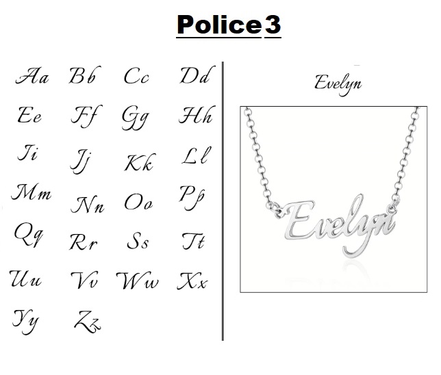 Collier prénom police 3 argent