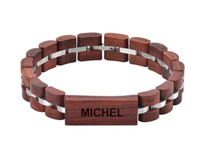 Bracelet bois personnalisé prénom, homme ou femme