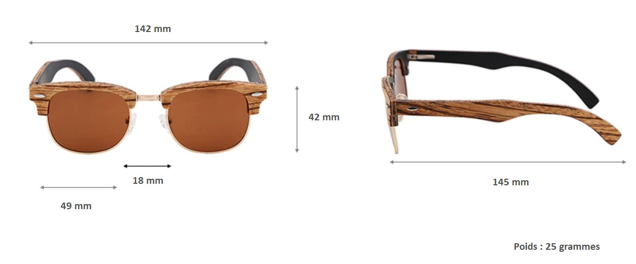 lunettes en bois clubmaster caracteristiques techniques