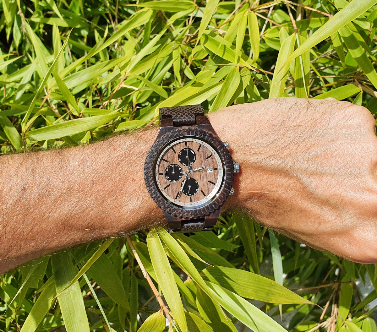 montre en bois homme Carlit portee