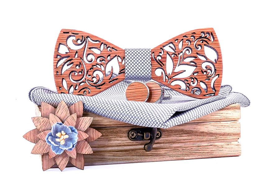 Mr.Van Vintage Mens Noeud Papillon En Bois à La Main Réglable