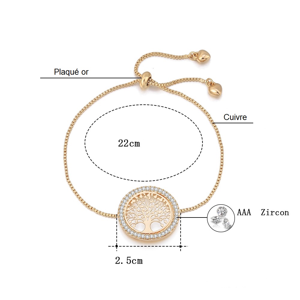 bracelet arbre de vie longueur ajustable