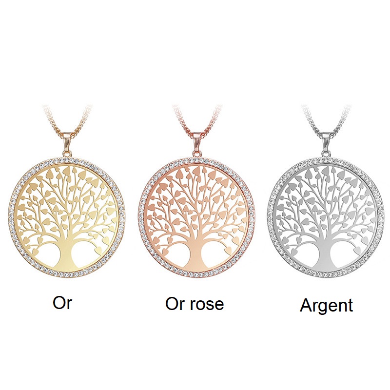 Pendentif arbre de vie strass zirconium