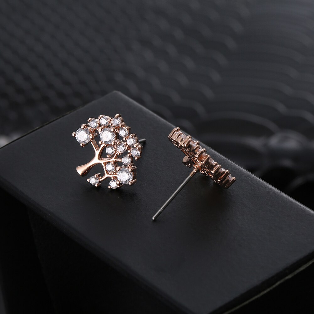 Boucles doreilles arbre de vie clou or rose cadeau femme
