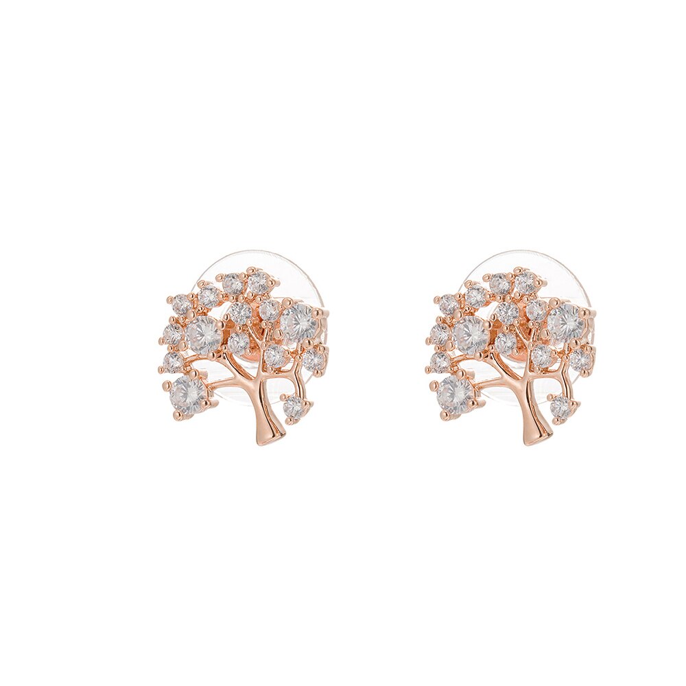 Boucles d'oreilles arbre de vie clou or rose