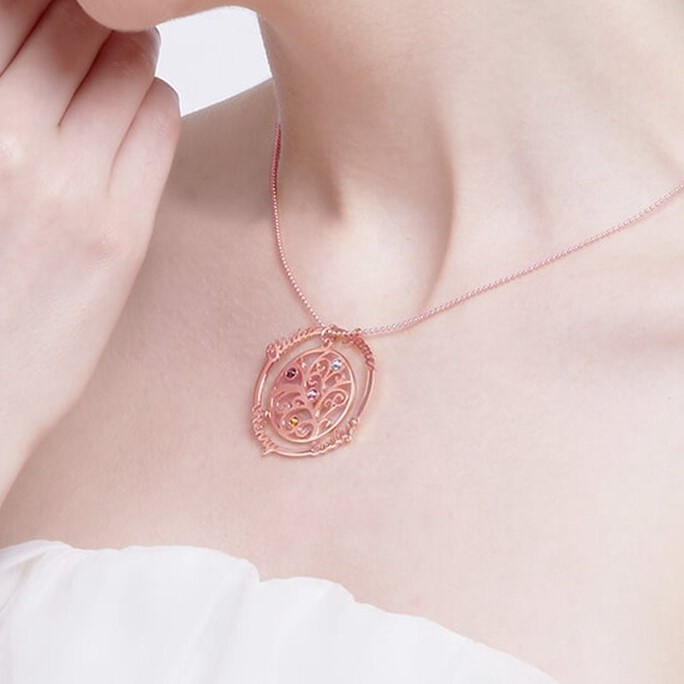 Collier personnalisé prénoms or rose