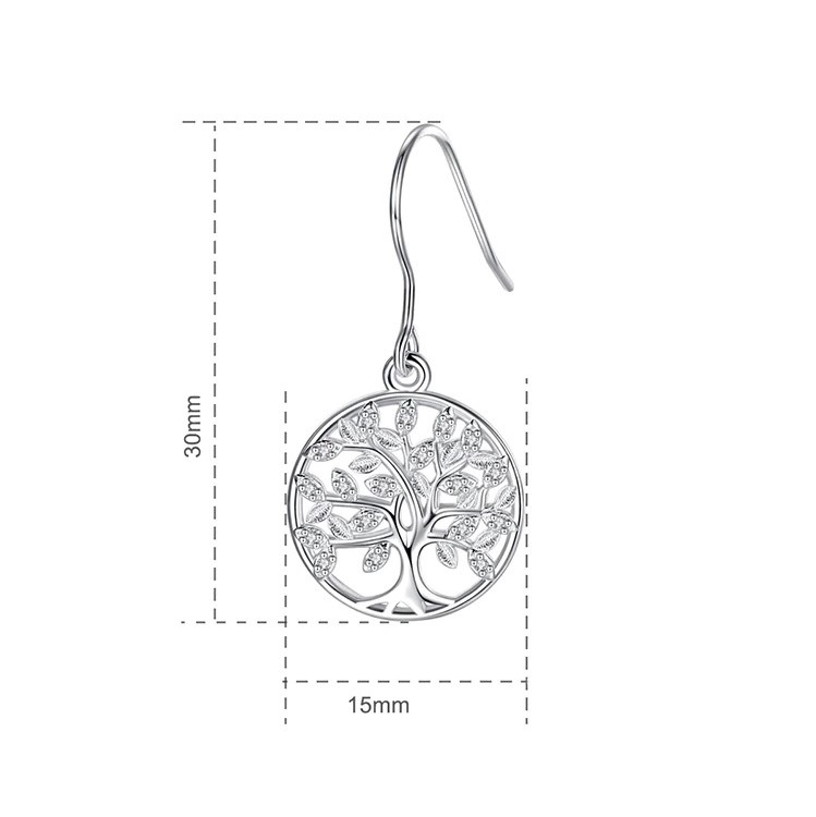 boucles oreilles argent strass arbre de vie