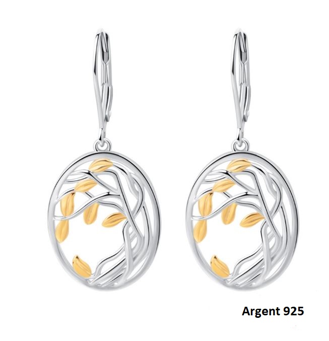 Boucles d\'oreilles Arbre de vie Argent - Stylisé