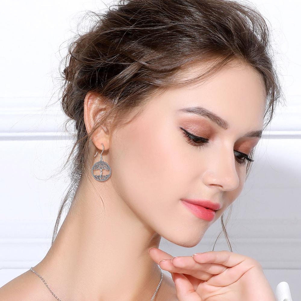 Boucles doreilles argent sterling 925 symbole arbre de vie