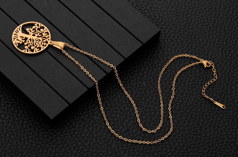 Collier arbre de vie chats chaine or