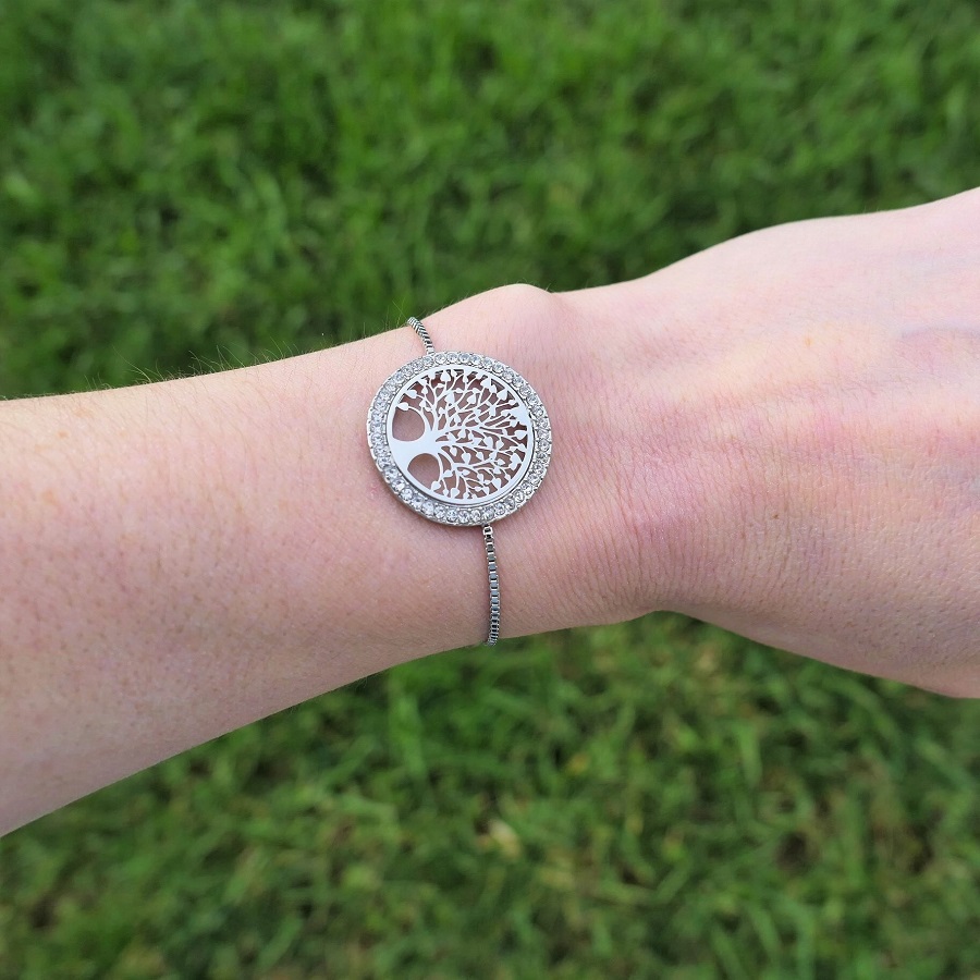 Bracelet arbre de vie argenté