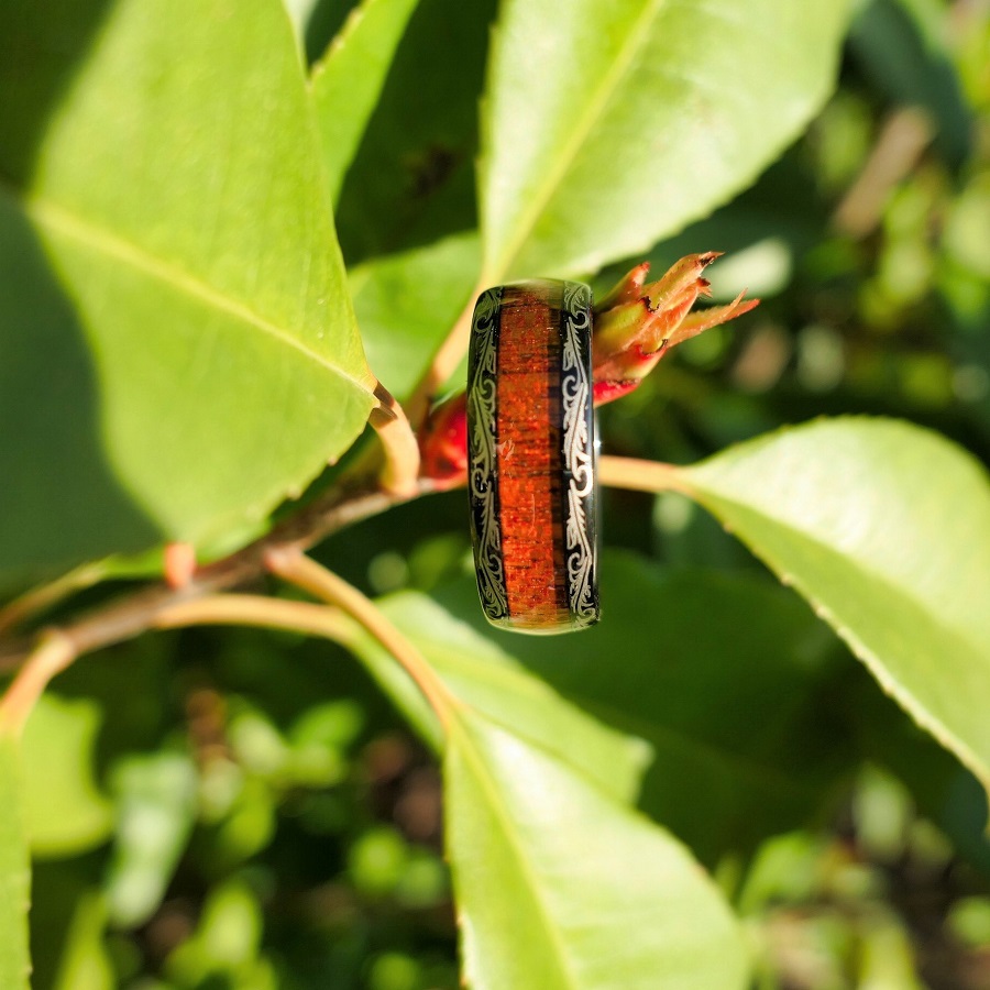 Bague De Mariage Homme En Titane Et Bois - King Will, Incrustation Bois De Koa 8 Mm, Largeur 8 Mm - Garantie à Vie, Boîte Incluse