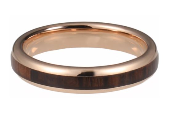 bague bois et or rose alliance