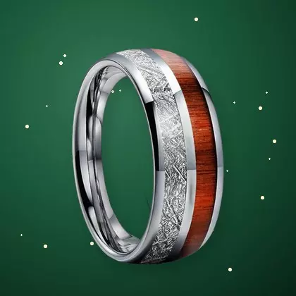 Bague en bois et météorite, cadeau de Noël original pour homme