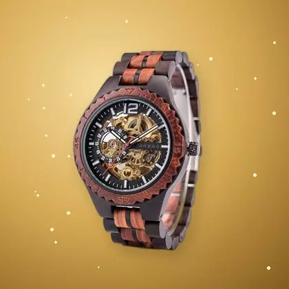 Montre en bois automatique personnalisée, idée cadeau de Noël pour lui
