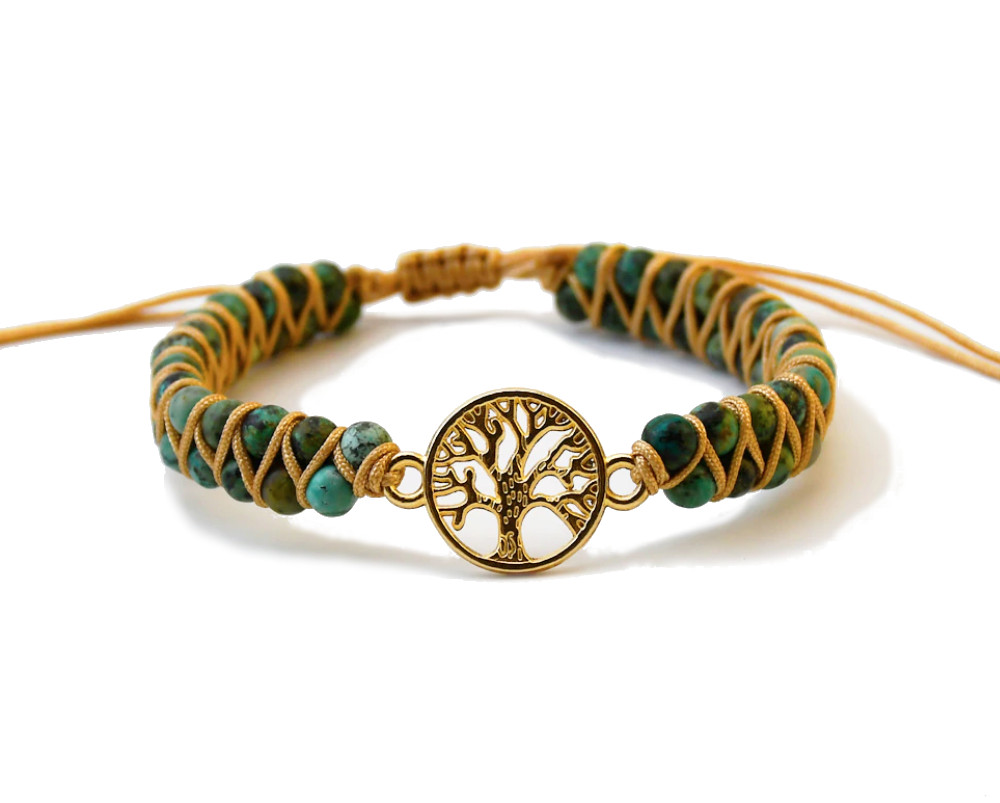 Bracelet arbre de vie pierres naturelles jaspe vert