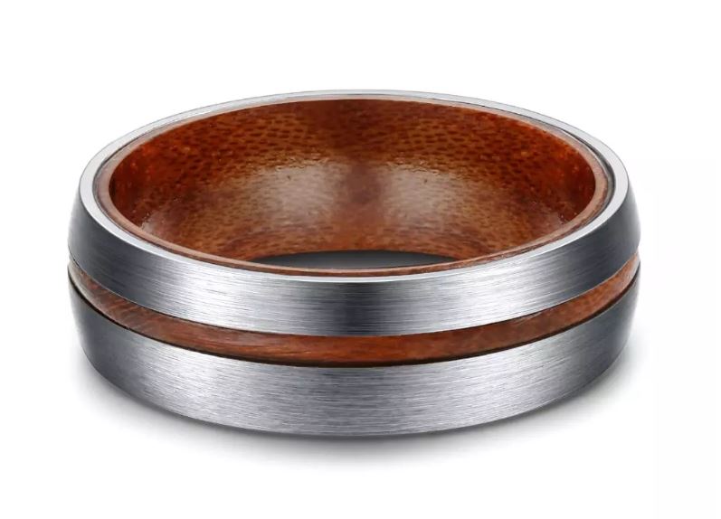 Bague en bois et titane