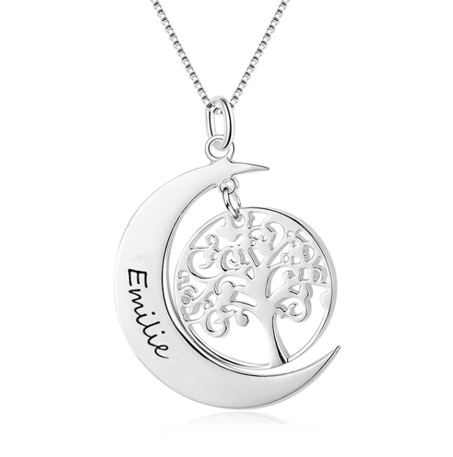 collier croissant de lune personnalise prenom