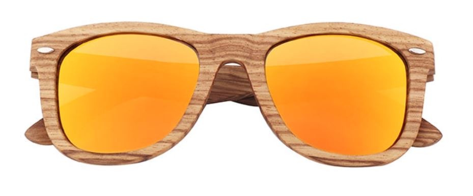 lunettes soleil en bois wayfarer zebra orange arbrobijoux