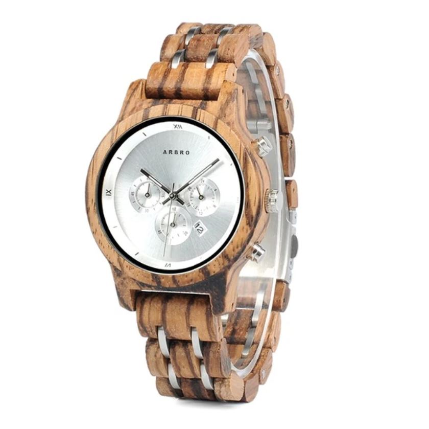 Montre chronographe femme en bois