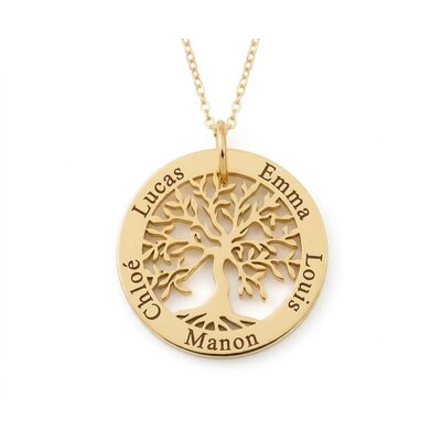 Collier Arbre de vie Acier - Prénoms personnalisés