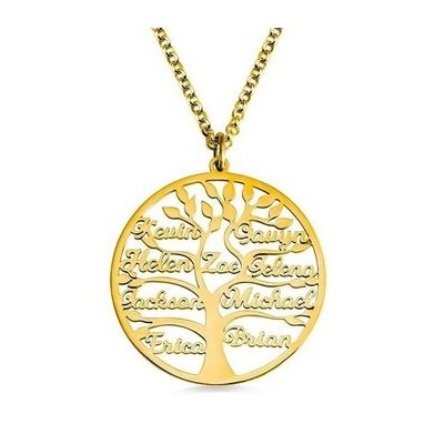 Collier arbre de vie prénom famille, jusqu'à 9 prénoms