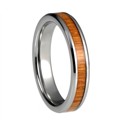 Bague Tungstène & Bois - 4 mm - Argent - Simplicité