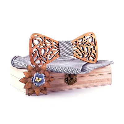 coffret noeud papillon bois blanc bleu