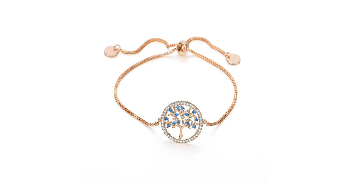 Bracelet Chaîne Arbre De Vie En Acier Inoxydable Or - Incrusté De Zircons - Style Vintage - Neuf Sans Emballage